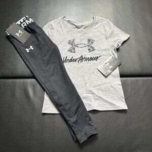 NWT Under Armour Leopard Print Tee & Leggings Set Girls Size 4T